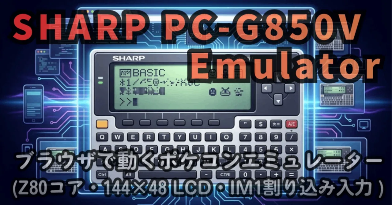 ブラウザで動く「SHARP PC-G850V」ポケコンエミュレーターを公開しま