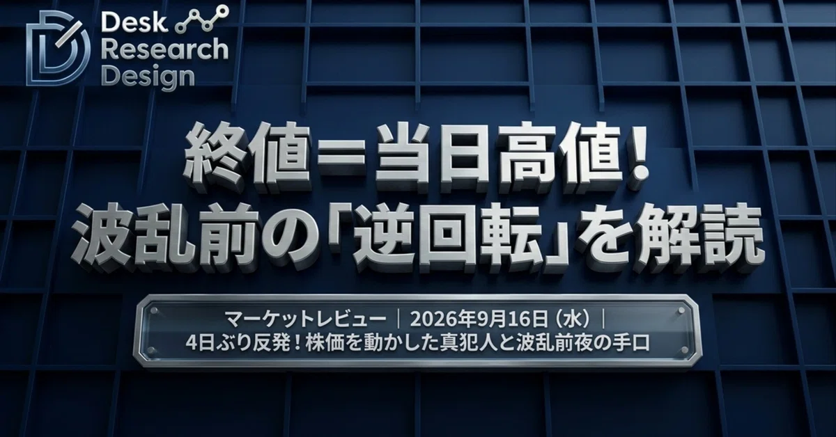 2026/9/16】マーケットレビュー：終値＝当日高値！、波乱前の「逆回転