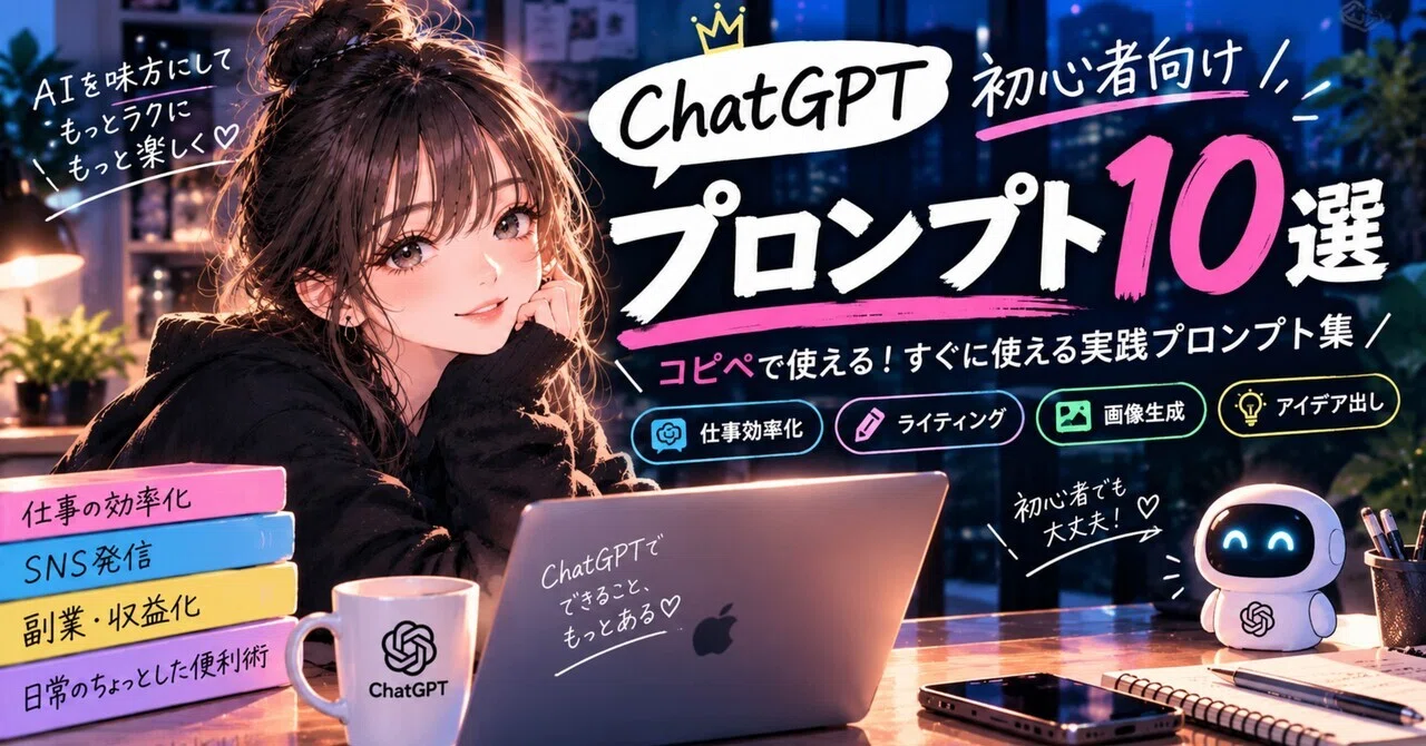 10 Prompts for ChatGPT Beginners💰｜Rちゃん｜副業ハック