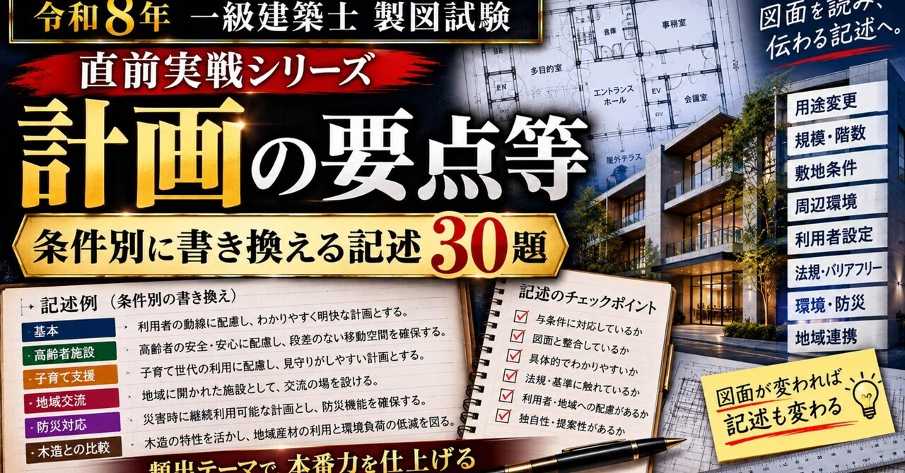 令和8年 一級建築士 製図試験 完全攻略｜独学合格チャンネル｜建築士