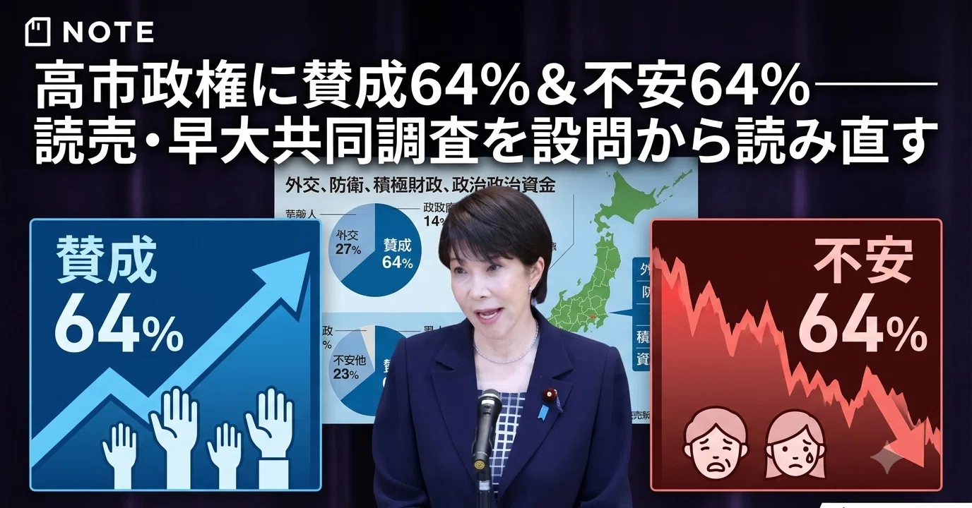 高市政権に賛成64％＆不安64％──読売・早大共同調査を設問から