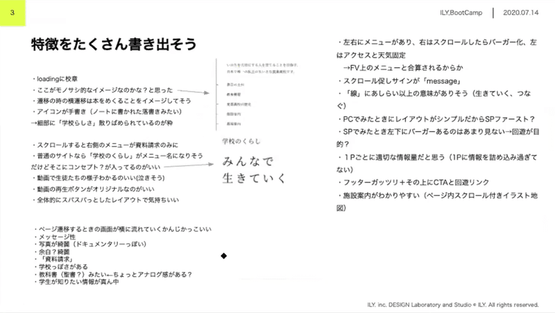 デザインの勘を鍛えるには 初見ウェブサイトからコンセプトを逆算してみる Ily Bootcamp 02レポート Ily アイリー 株式会社 Note