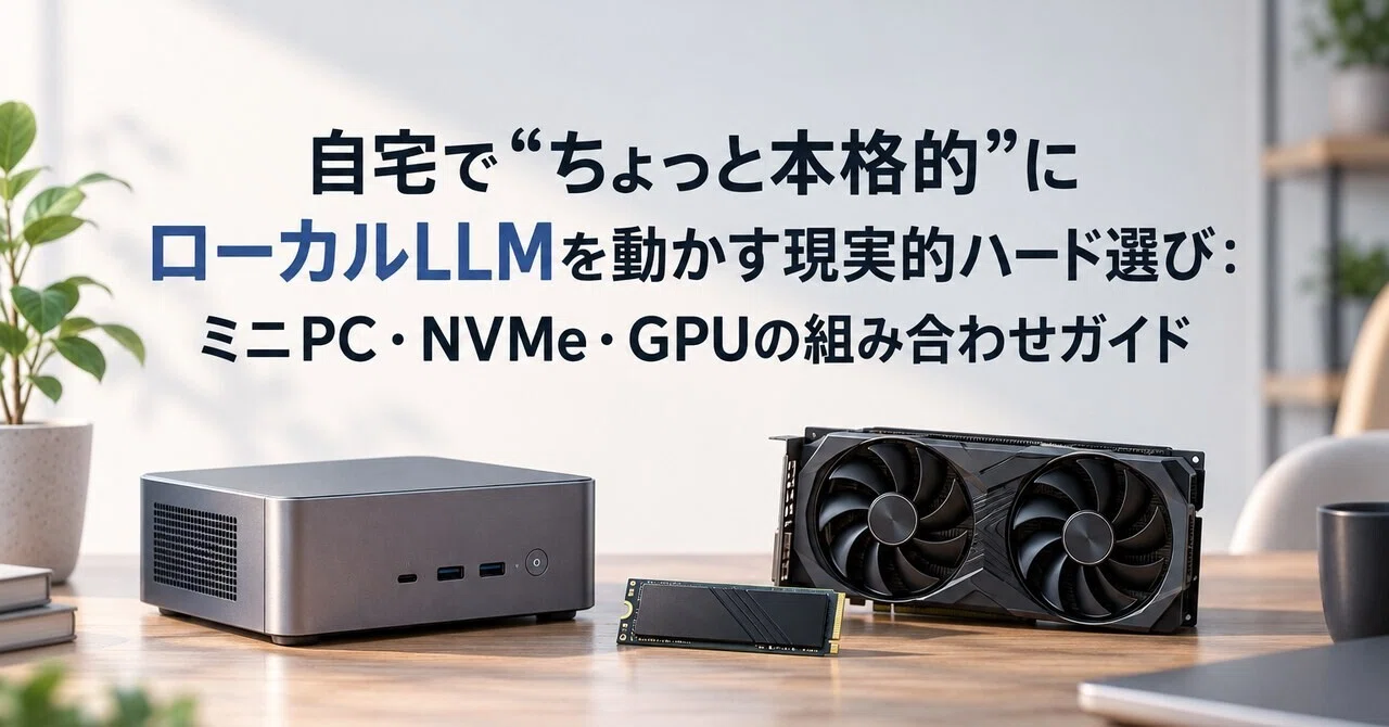 自宅で“ちょっと本格的”にローカルLLMを動かす現実的ハード選び:ミニPC・NVMe・GPUの組み合わせガイド|craftbear