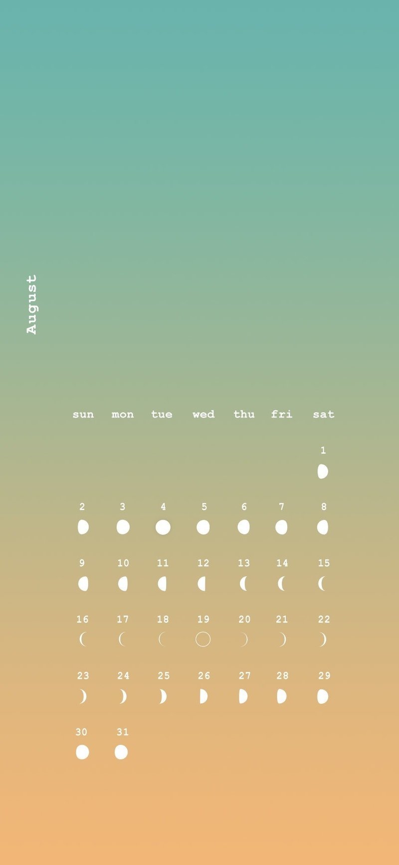 月の満ち欠けカレンダー 8月 カナコ Note
