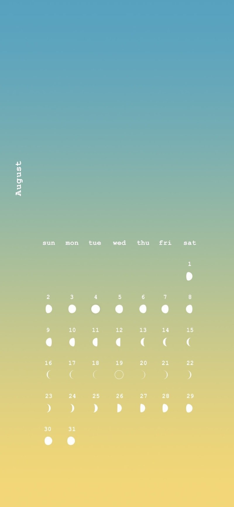 月の満ち欠けカレンダー 8月 カナコ Note