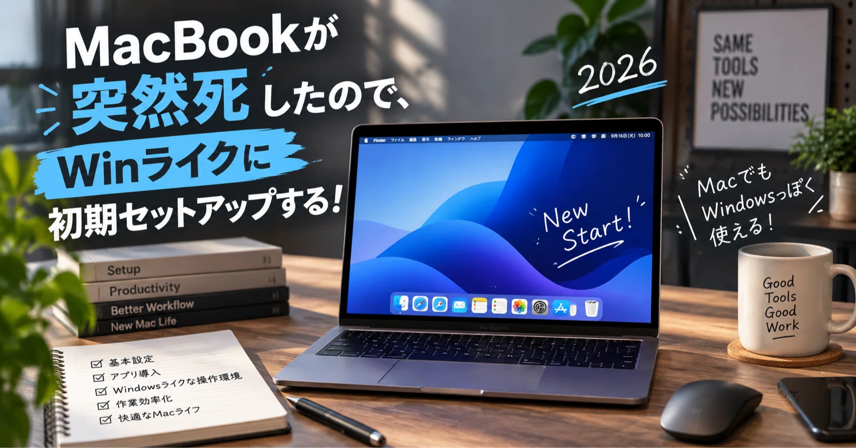 MacBookが突然死したので、Winライクに初期セットアップする！（2026