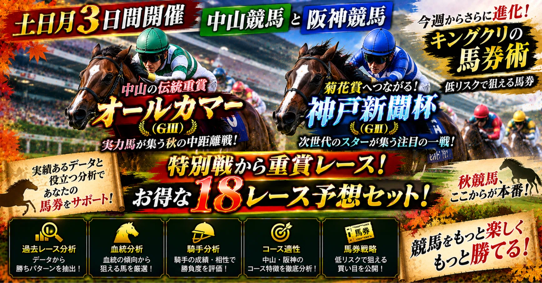 3日間開催❗️シルバーウィークを制する進化した馬券術❗️低リスクで