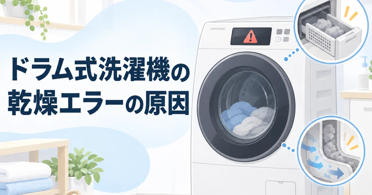 ドラム式洗濯機の乾燥エラーは故障？掃除で改善する場合と修理が必要な