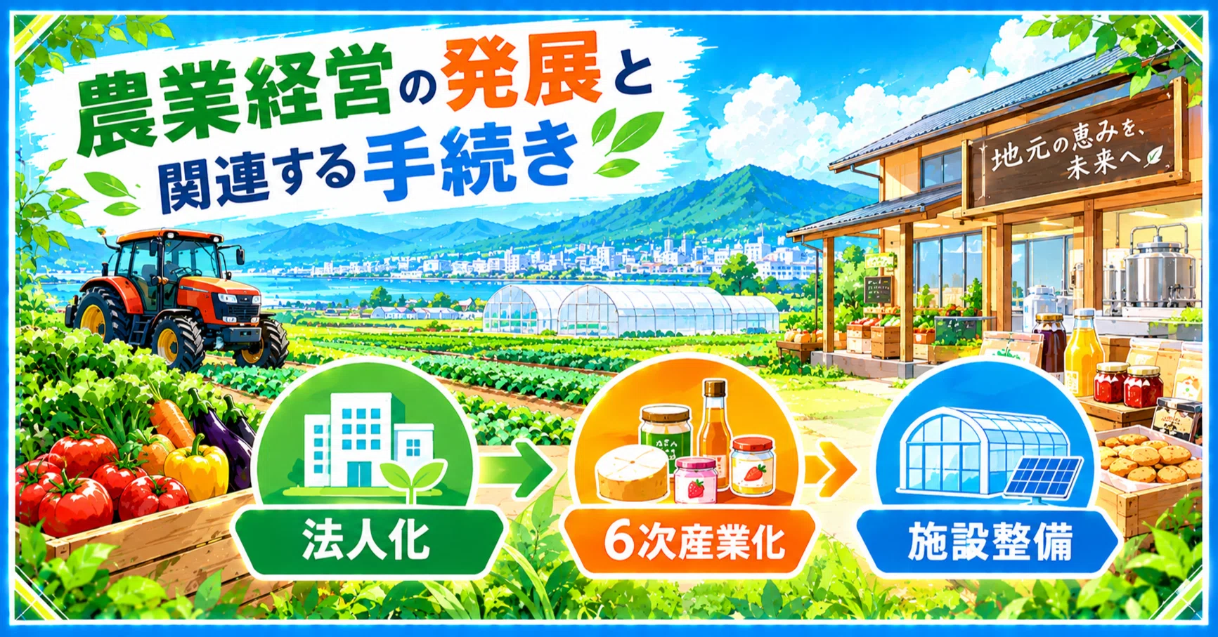 農業経営の発展と関連する手続き｜法人化・6次産業化・施設整備｜国の