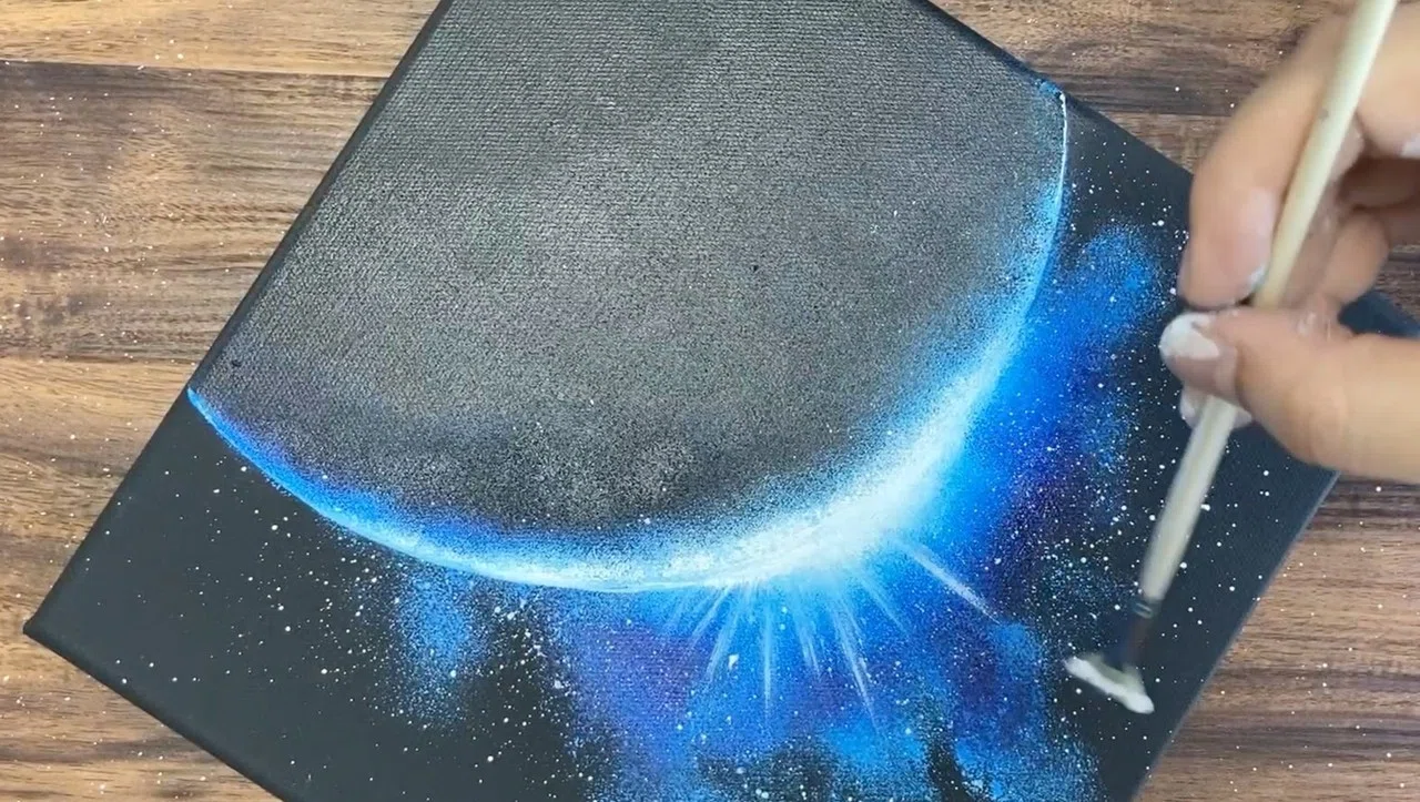 アクリル絵の具を使用した「宇宙」の描き方 / 初心者が簡単に絵を描く