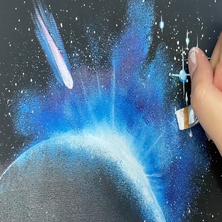 アクリル絵の具を使用した 宇宙 の描き方 初心者が簡単に絵を描く方法 Junya Art Note