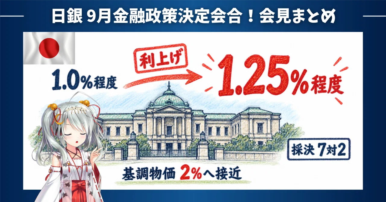 日銀2026年9月会合❗️政策金利1.25%へ、物価2%「定着」へ軸足｜東大