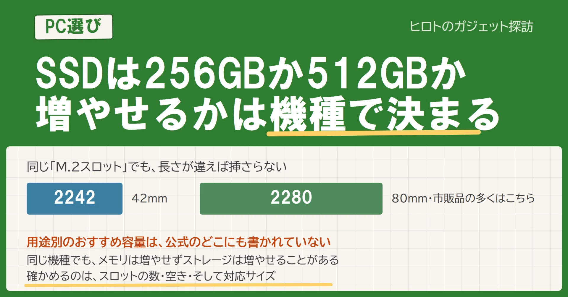 256GBのSATA SSDが10台、使用頻度は低いです SSDの容量は256GBか512GBか｜増設できるかは機種で決まる｜ヒロト
