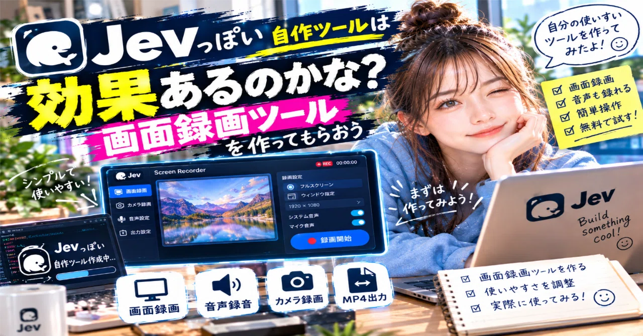 個人開発】Jevっぽい自作ツールは効果あるのかな？画面録画ツールを