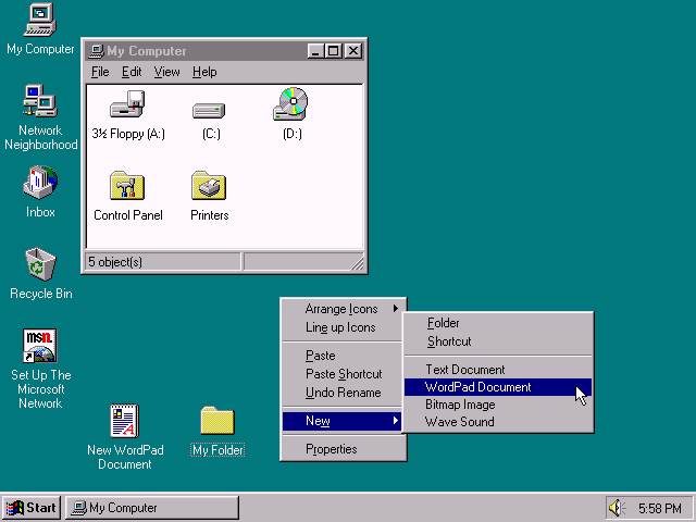 Windows95のスクリーンショット