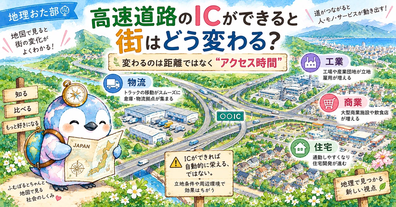 How does a town change when a highway interchange is built?｜地理おた部