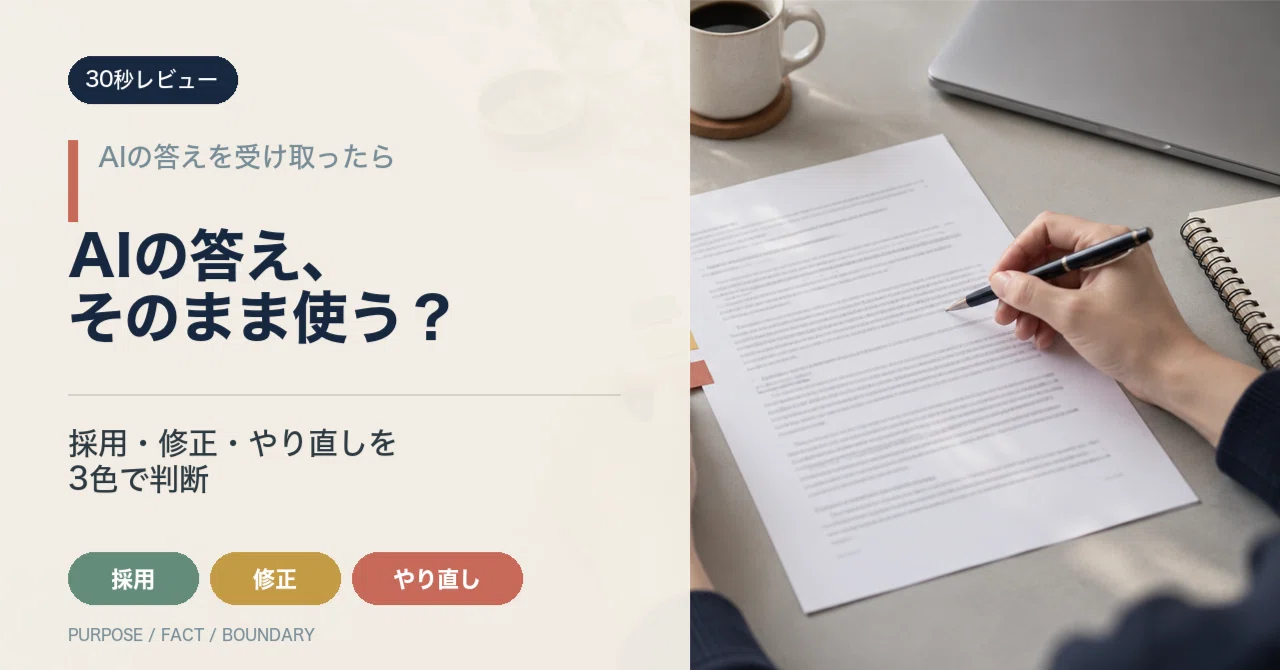 AIの答えをそのまま使わない｜30秒で「採用・修正・やり直し」を決める