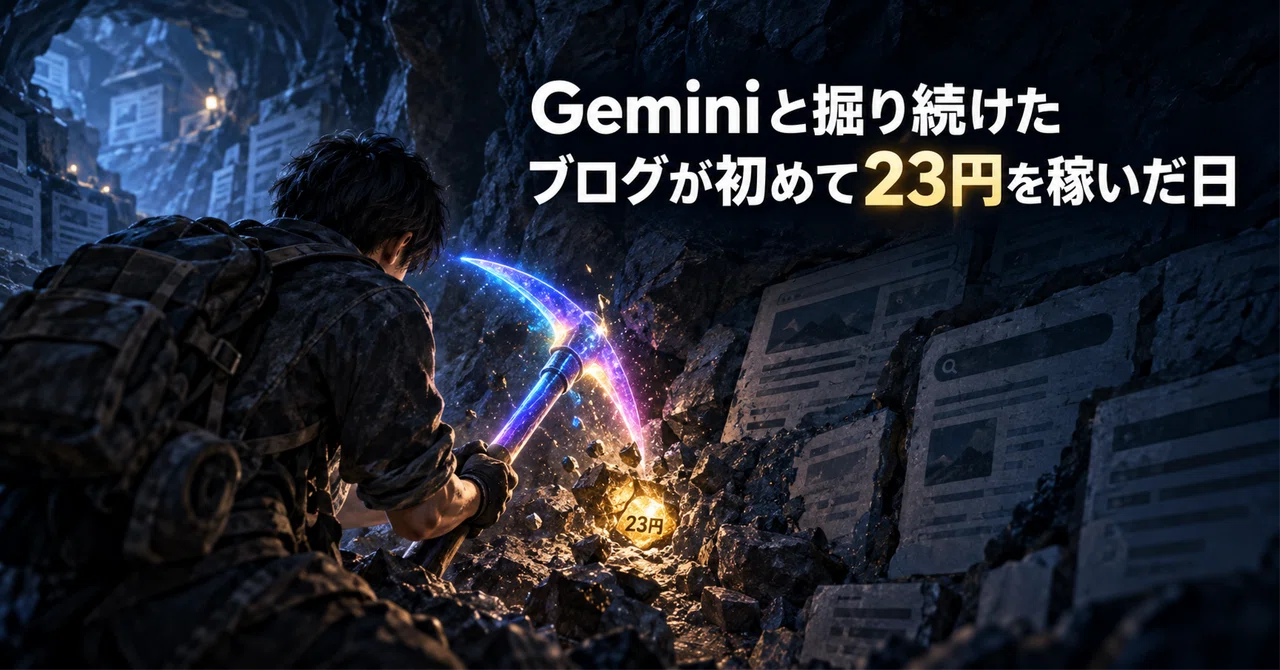 ブログが初めて23円を稼いだ日。Geminiと掘り続けた鉱山から金が出た｜ちょこのの