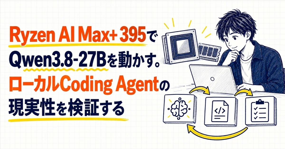 Ryzen AI Max+ 395でQwen3.8-27Bを動かす。ローカルCoding Agentの現実