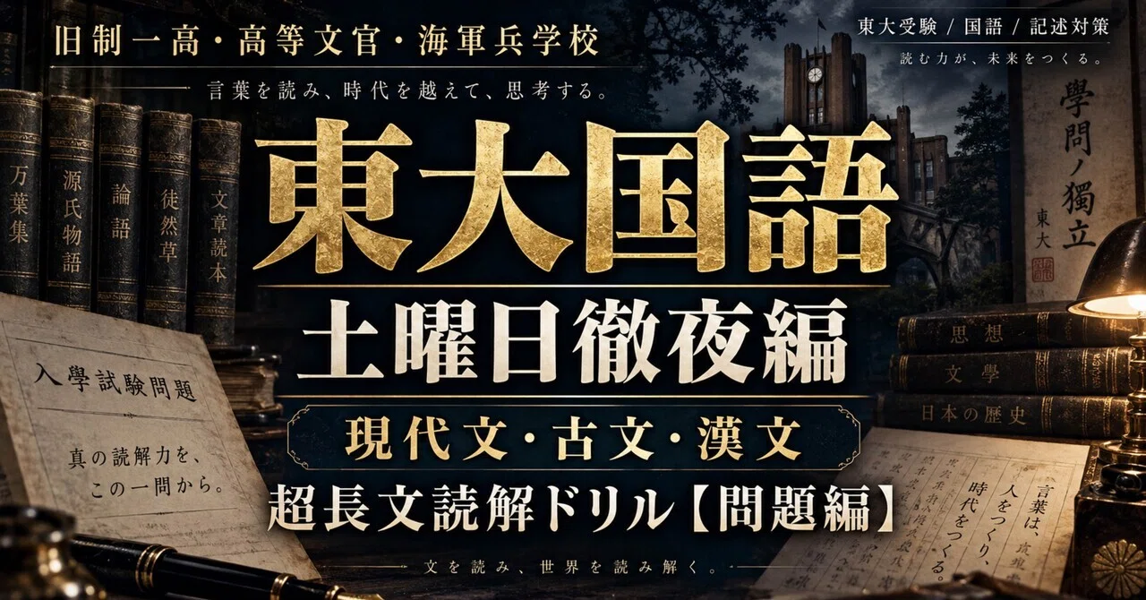 東大国語・土曜日徹夜編｜現代文・古文・漢文を一晩で鍛える超長文読解