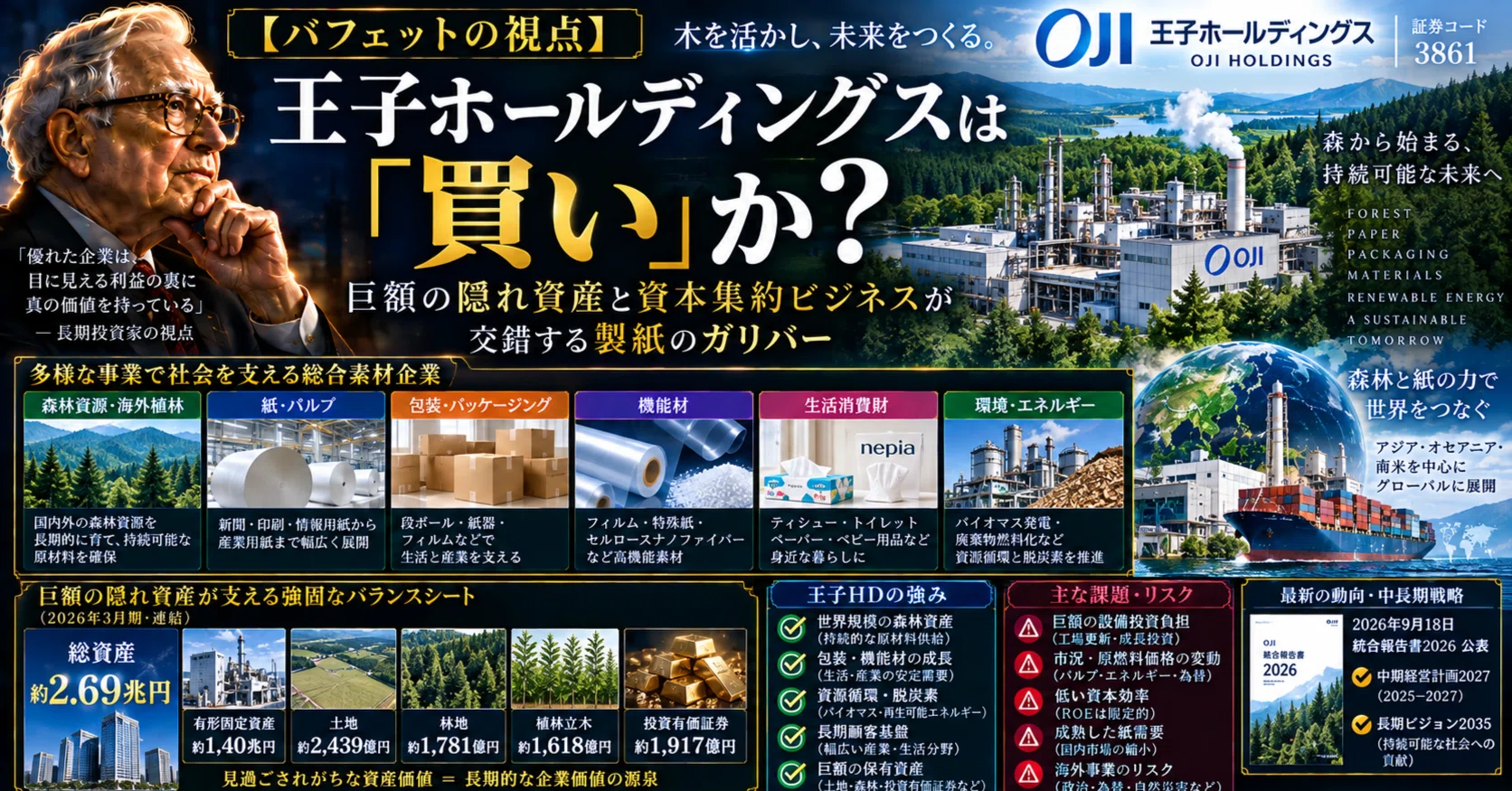 バフェットの視点】王子ホールディングスは『買い』か？ — 巨額の隠れ