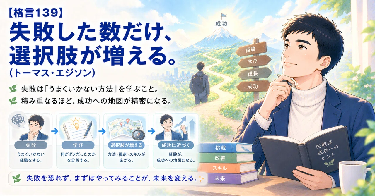 【格言139】失敗した数だけ、選択肢が増える。｜ヒロ