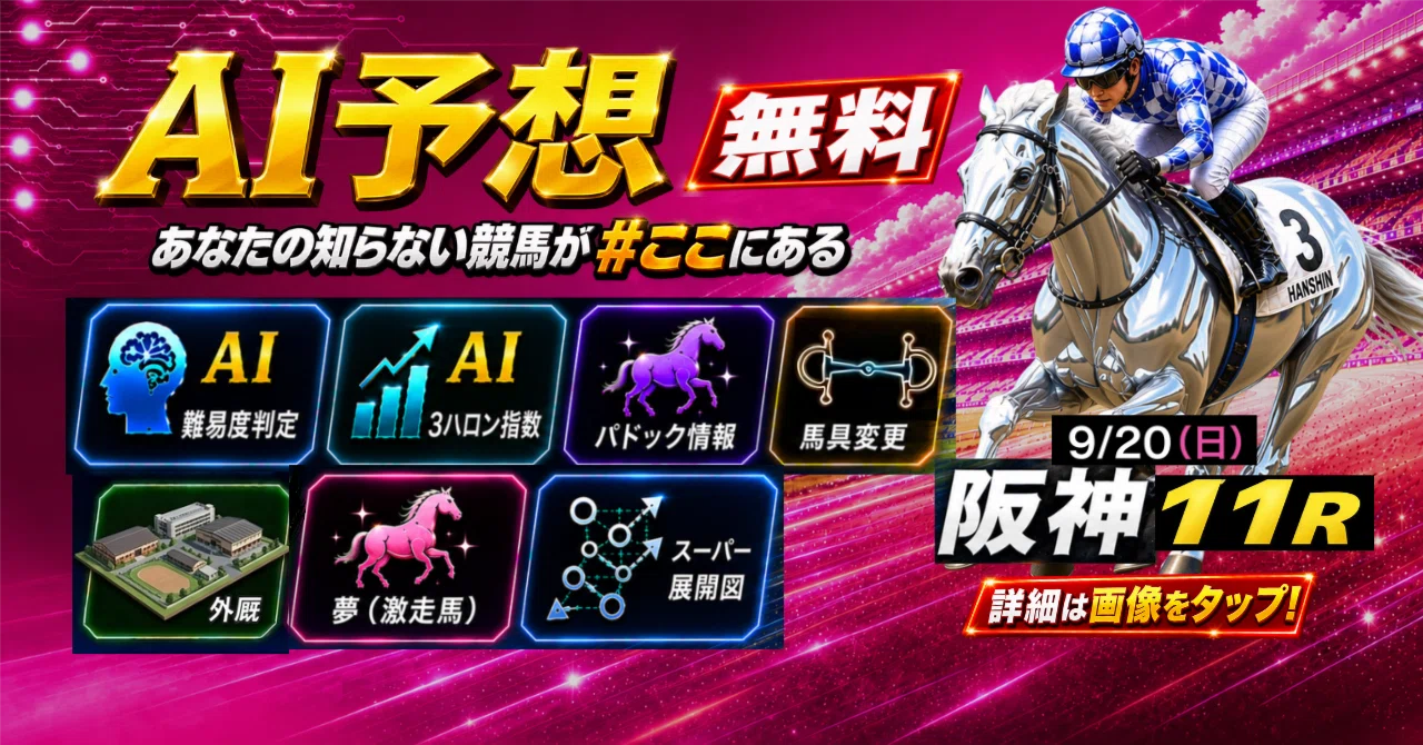 9/20（日）阪神11R 道頓堀S AI予想 ｜JRDB 競馬アラカルト