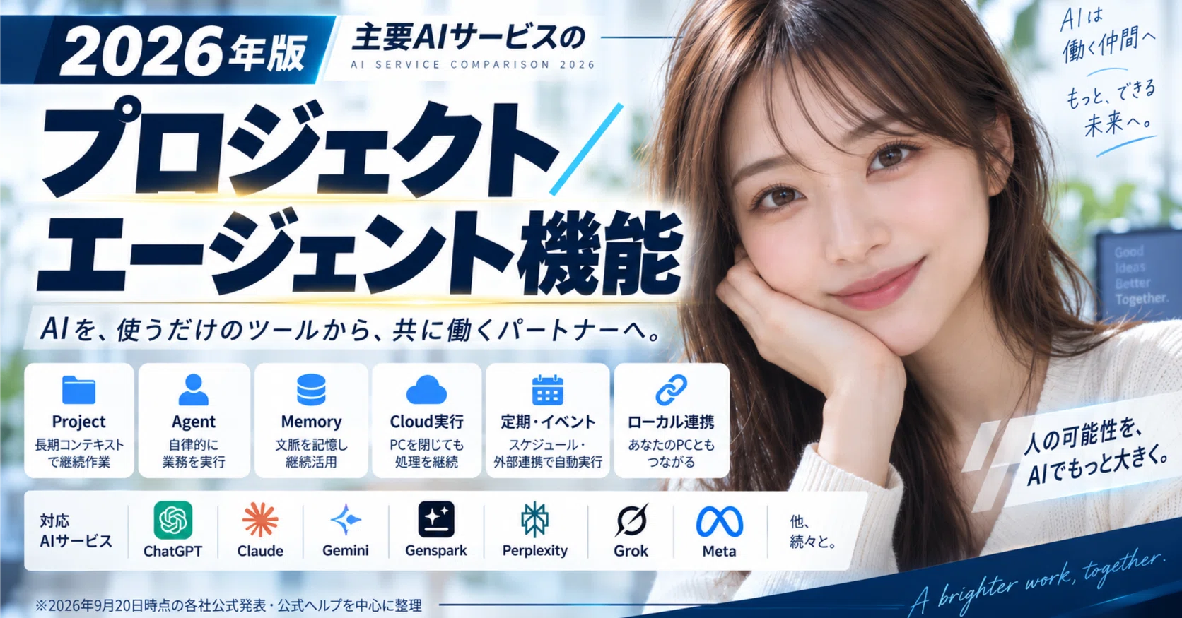 2026年版：主要AIサービスの「プロジェクト／エージェント機能」徹底