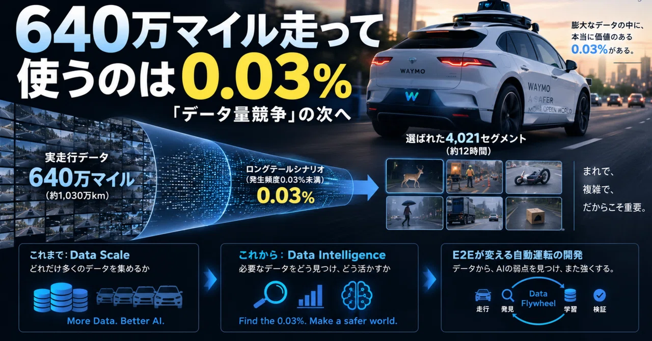640万マイル走って使うのは0.03%──E2E自動運転で始まった「データ量競争」の次｜モビラボ｜Mobility Intelligence Lab