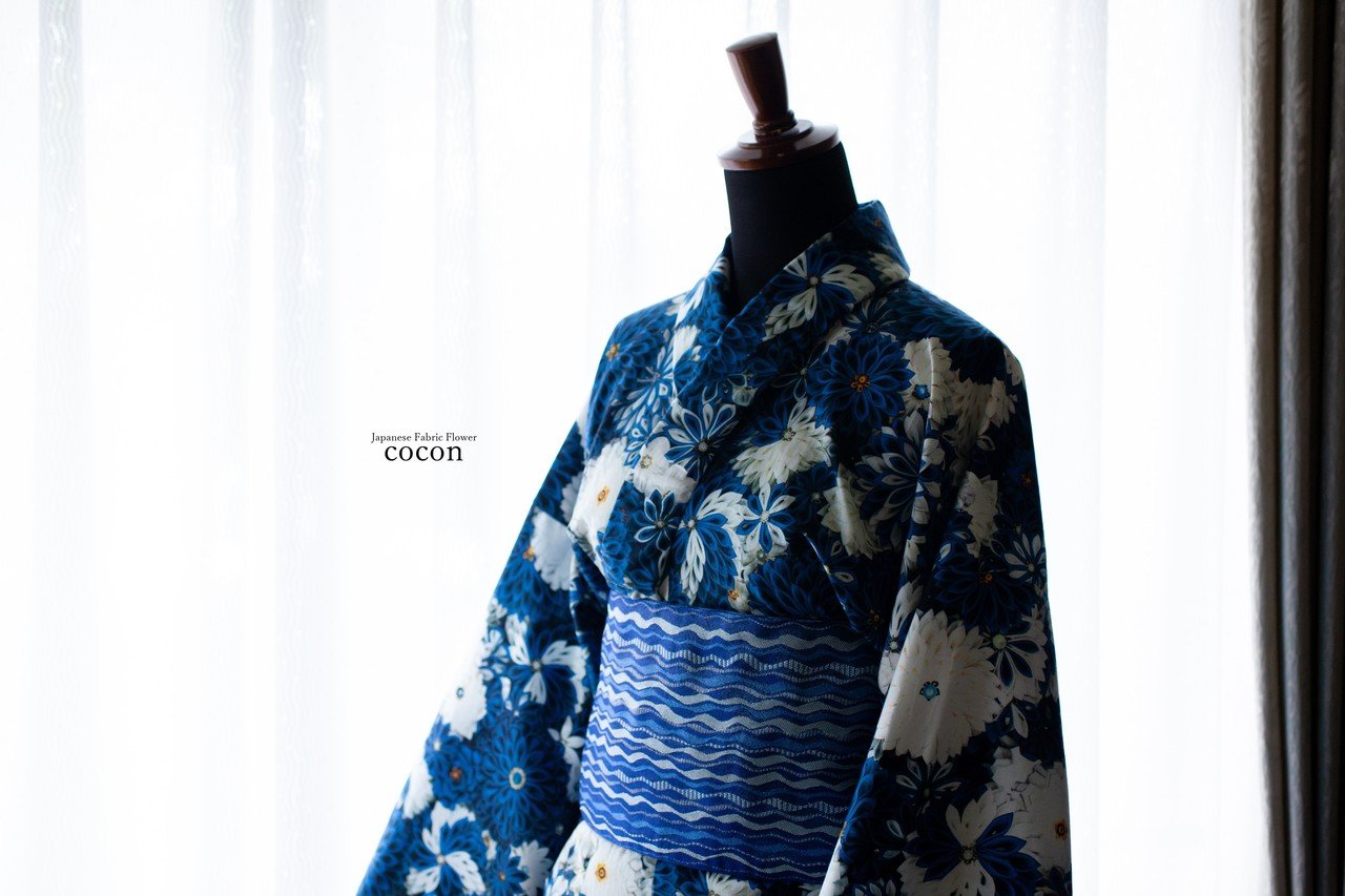 つまみ細工柄の生地で浴衣制作のススメ 花群生紋様 大川 由貴 Note