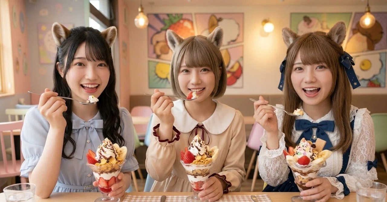 Chipmunk Suzuki Reina, Kana, Yui, tried eating parfaits & 