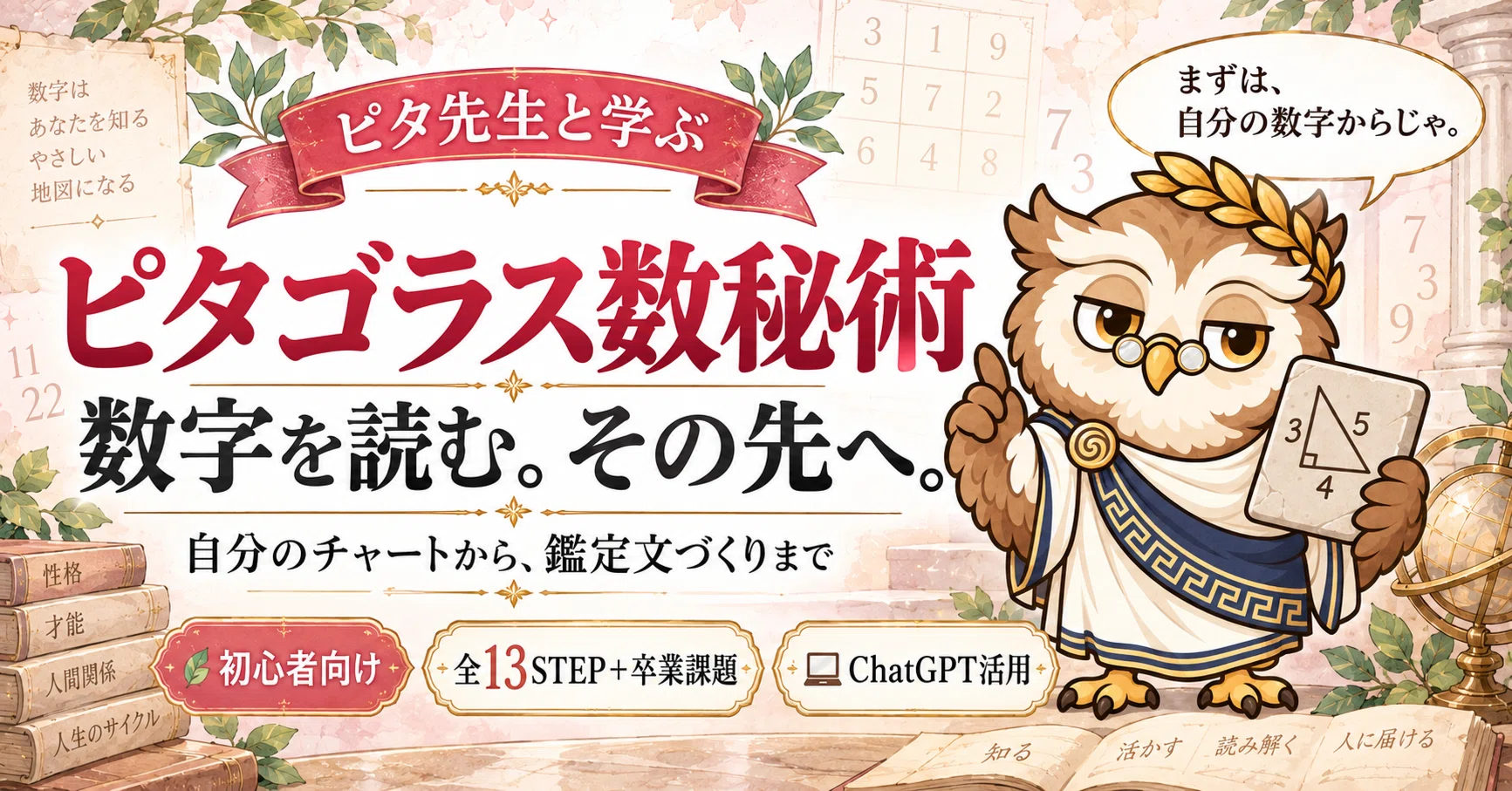 ピタゴラス数秘術｜数字を出して終わらない。鑑定文まで学べる13STEP