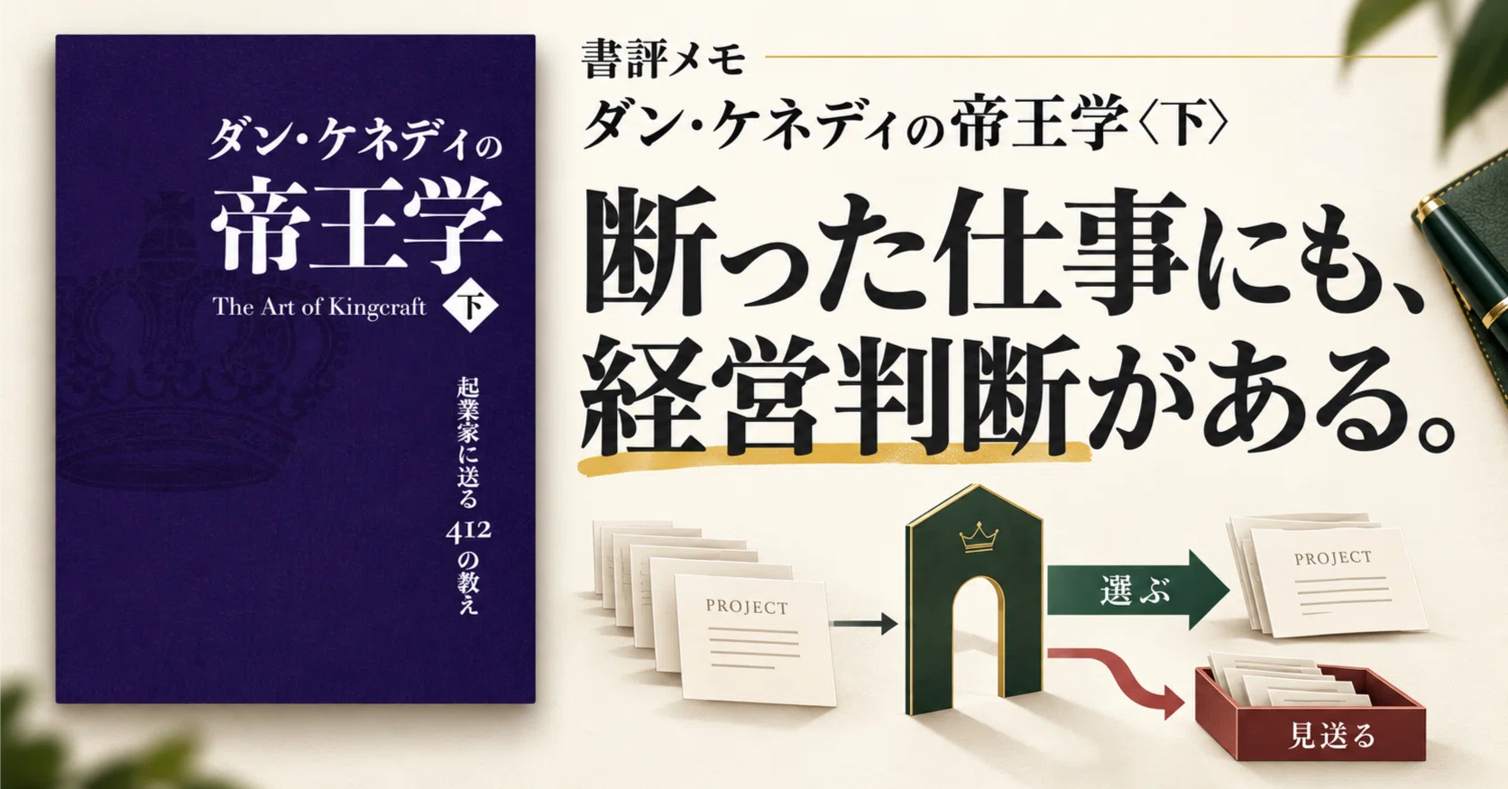 ダン・ケネディの帝王学（下巻）　ダイレクト出版　大型本 ダン・ケネディの帝王学〈下〉』書評メモ｜断った仕事にも、経営判断が