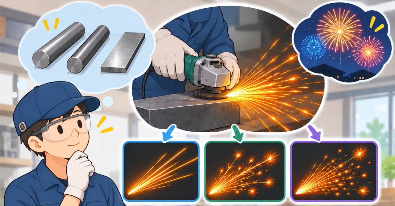 🎇How to Identify Steel Materials | What is a Spark Test?｜鈴木特殊鋼株式会社｜技術ライブラリ