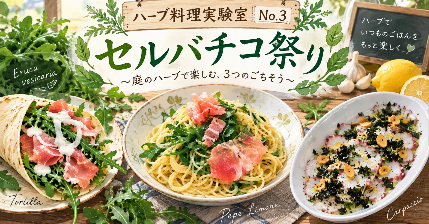 ハーブ料理実験室 No.3｜セルバチコ祭り！ 野生の苦味を食べ尽くす3品