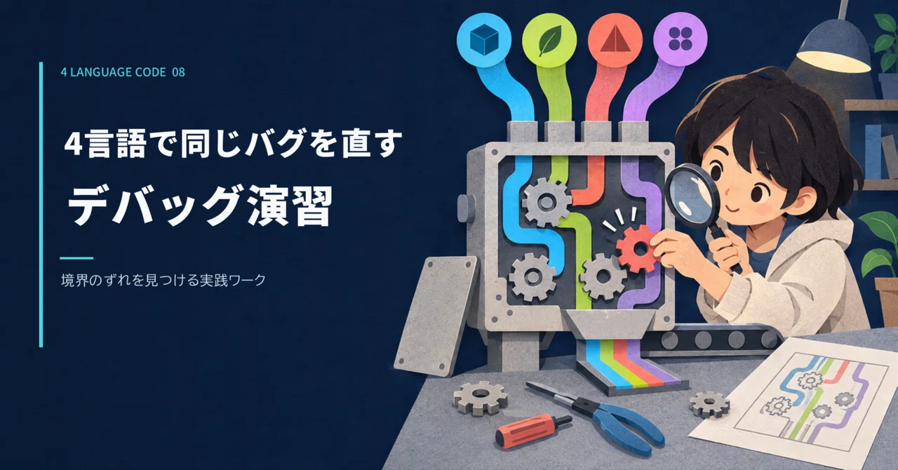Main Code Languages Debugging Exercise: Fixing the Same Bug in 4 Languages|ひみつきち出版
