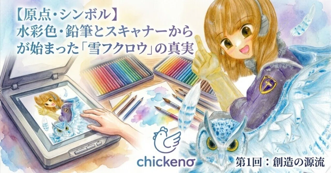 原点・シンボル】水彩色鉛筆とスキャナーから始まった「雪フクロウ」の