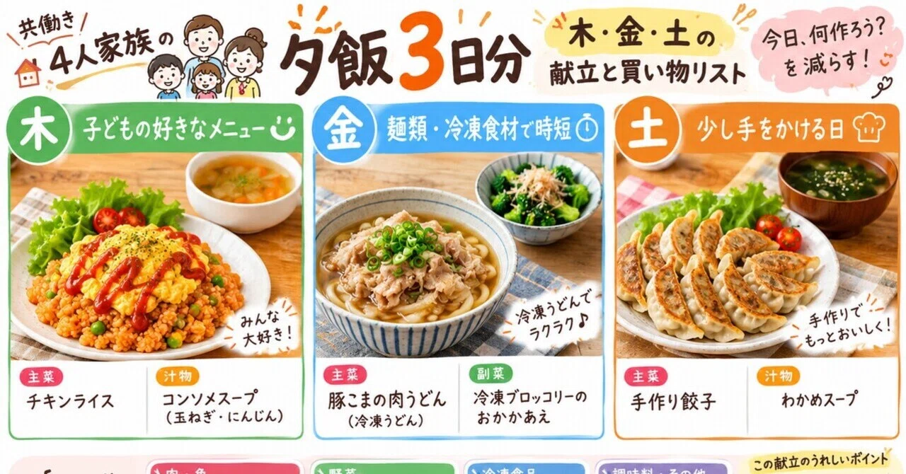 Df Note On Menu Dinner for a dual-income family of four: 3 days of menus for Thursday ...