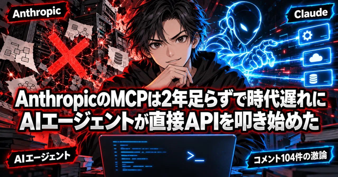 AnthropicのMCPは2年足らずで時代遅れに AIエージェントが直接APIを叩き始めた|個人魔開発ラボ 阿修羅ワークス@フリーランスエンジニア