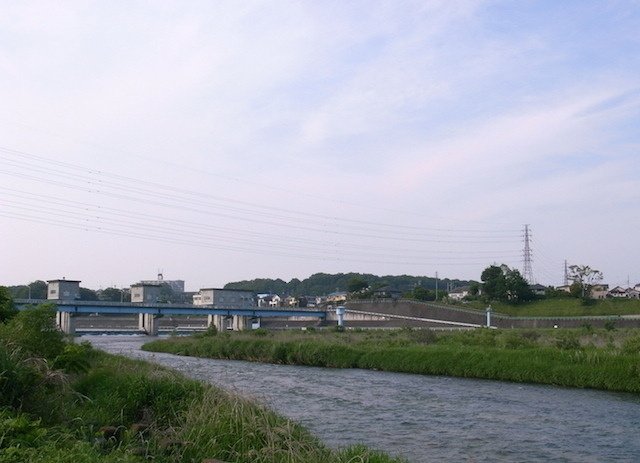 秋留線48号。多摩川の小作取水堰の上を渡る。2011年6月撮影。