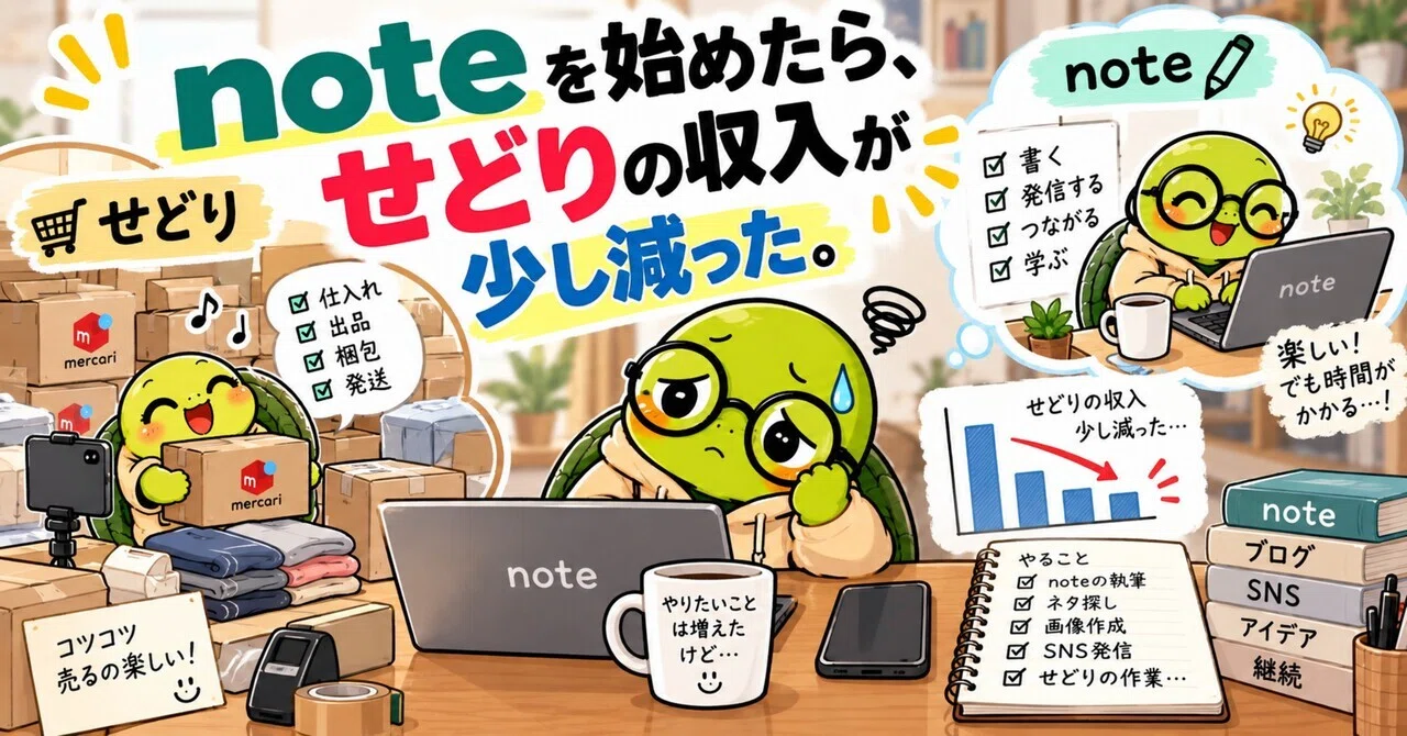 Since I started note, my side hustle income has decreased a little.｜亀太郎 ...