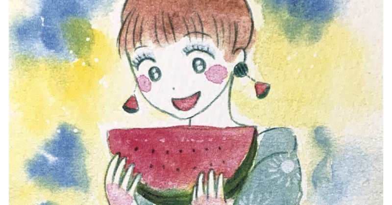 夏はスイカ 浴衣 水彩画ポストカードをminne通販開始しました おちゃも イラストレーターハンドメイド作家 Note
