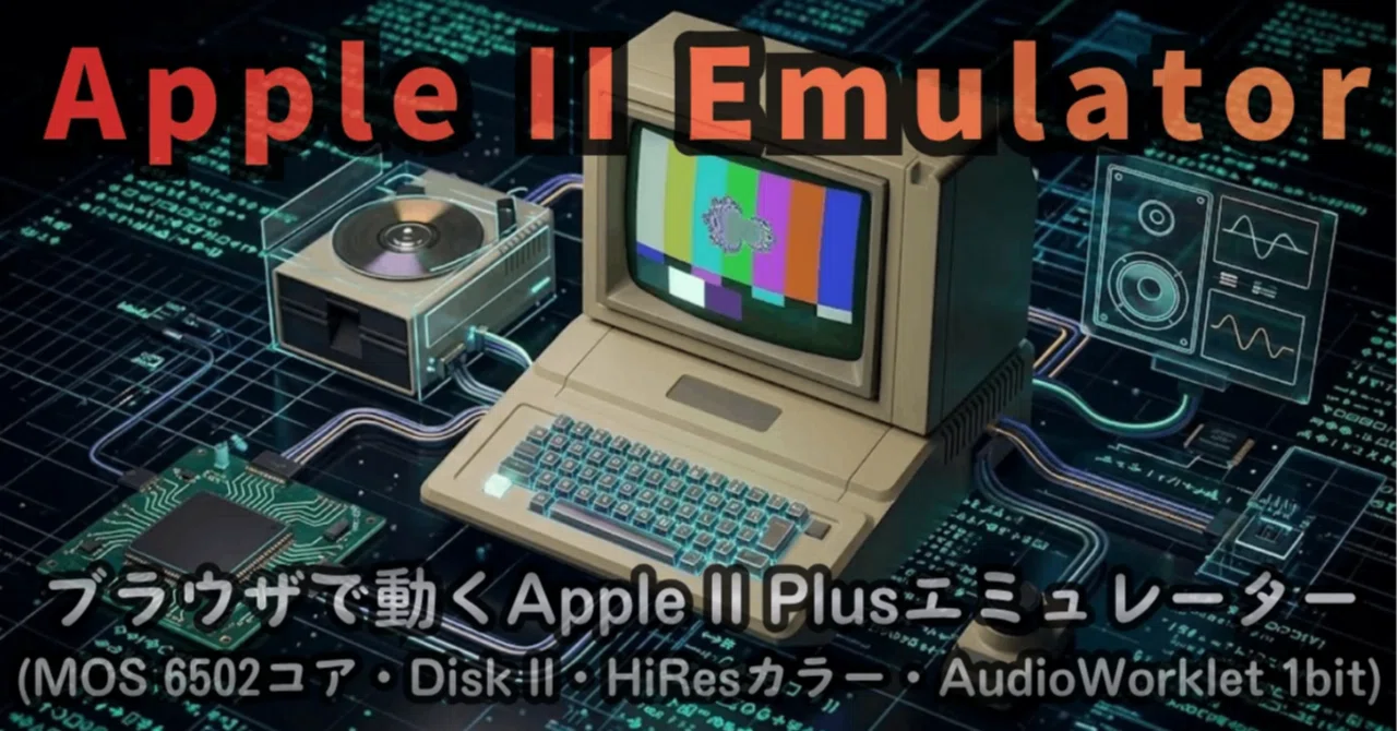 Apple II 動作確認済 自作6502コアでApple II エミュレーターを自作・公開（Disk II / NTSC