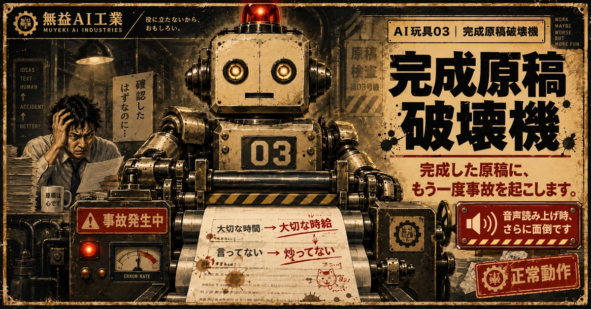 [AI Toy 03] Finished Manuscript Destroyer｜無益AI工業｜役に立たないAI玩具