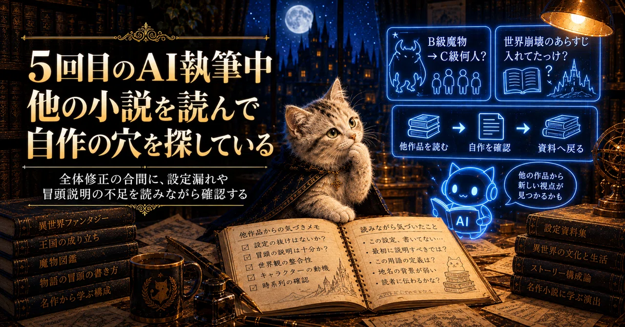 During my 5th AI writing session, I am reading other novels to find ...