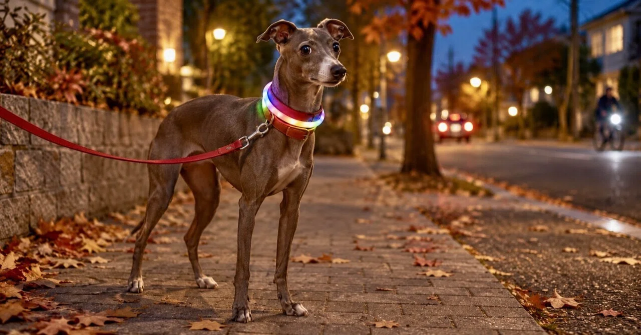 赤い首輪でも見えにくい?夜の散歩に犬用LEDライトを調べてみた