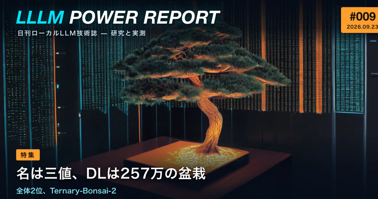 【LLLMパワーレポート #009】名は三値、DLは257万の盆栽
