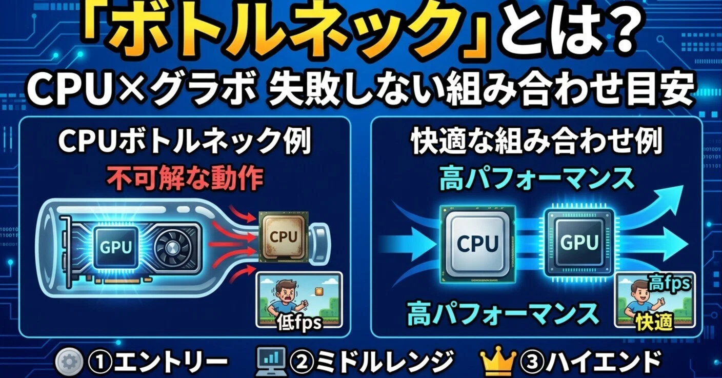 PC自作・BTO選び】「ボトルネック」って何？CPUとグラボの失敗しない