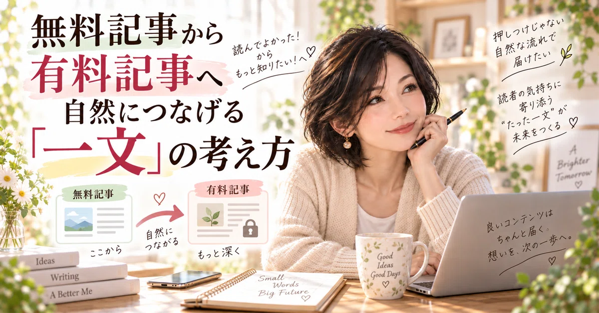 무료 기사에서 유료 기사로 자연스럽게 연결하는 '한 문장'의 사고방식|こはく🍡|40代からAIとSNS