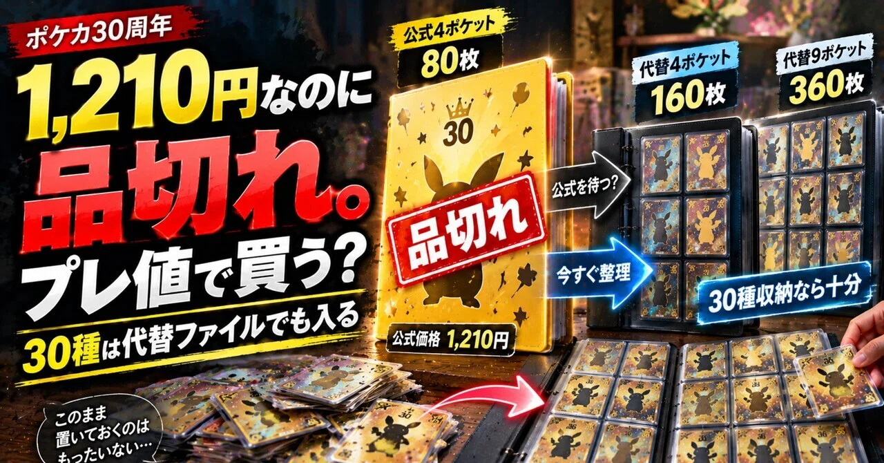 ポケカ30周年「あつまれピカチュウ！」ファイル、30種全部入る？80枚